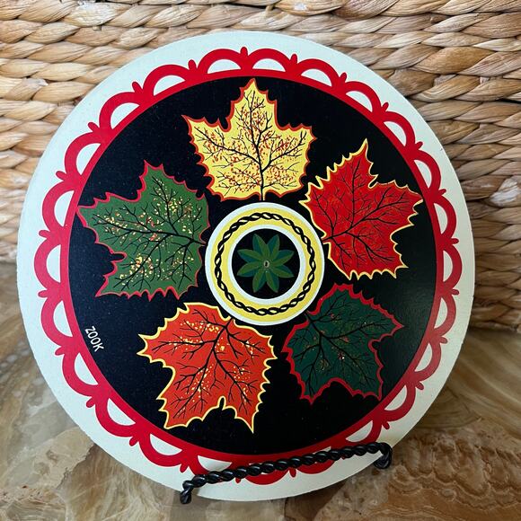 Vtg Pennsylvania Dutch Hex Placard: Maple Leaves - Picture 1 of 4